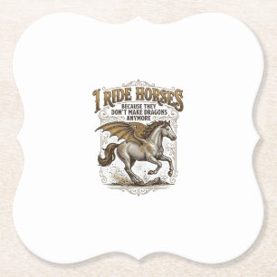 Vintage Horse Dragon Fantasy Rider Shirt Design_1 Paper Coaster