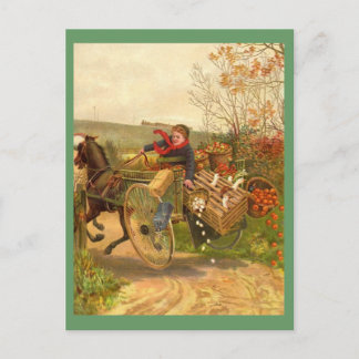Vintage Horse Drawn Wagon Postcard