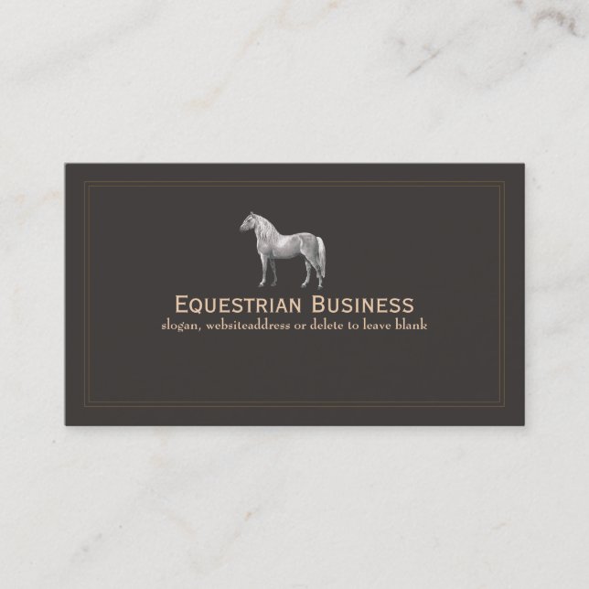 Vintage Horse Etching Business Card (Front)