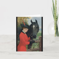Vintage Horse Girl Red Coat Equestrian Sugar Cube