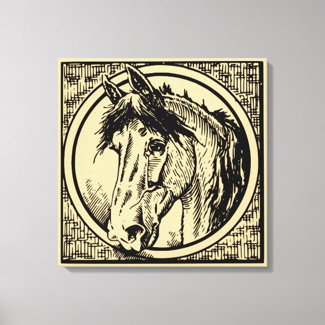 Vintage Horse Head Sketch Canvas Print (Front)