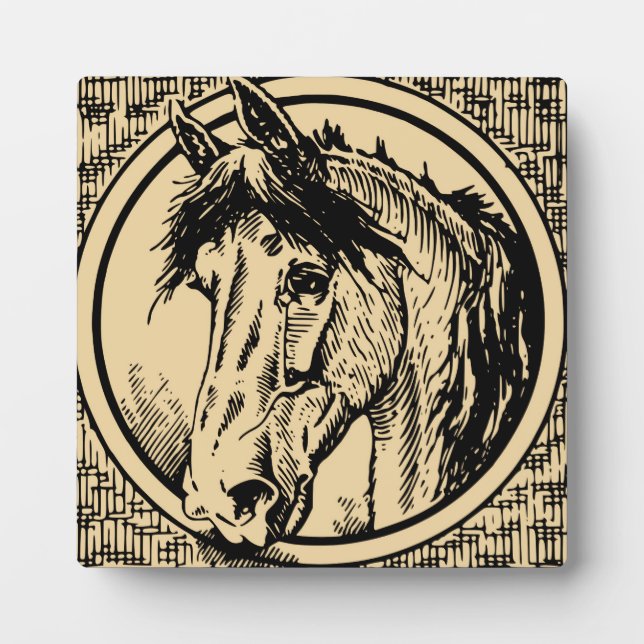 Vintage Horse Head Sketch Plaque (Front)