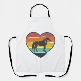 Vintage Horse Heart Sunset Vector Design_1 Apron