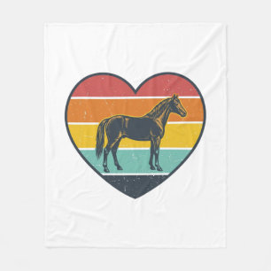 Vintage Horse Heart Sunset Vector Design_1 Fleece Blanket