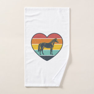 Vintage Horse Heart Sunset Vector Design_1 Hand Towel