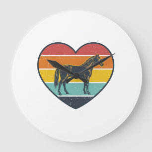 Vintage Horse Heart Sunset Vector Design_1 Large Clock