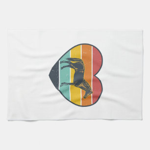 Vintage Horse Heart Sunset Vector Design_1 Tea Towel