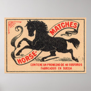 Vintage Horse Matches Label Poster