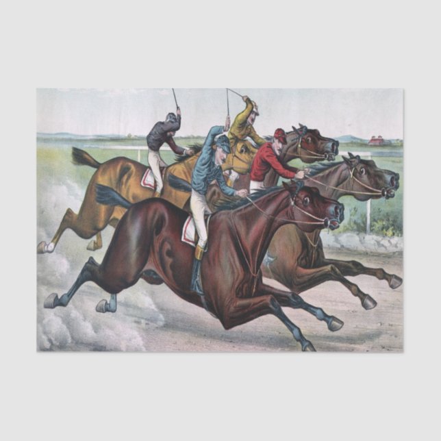 Vintage Horse Race Decoupage Tissue Paper (Front)
