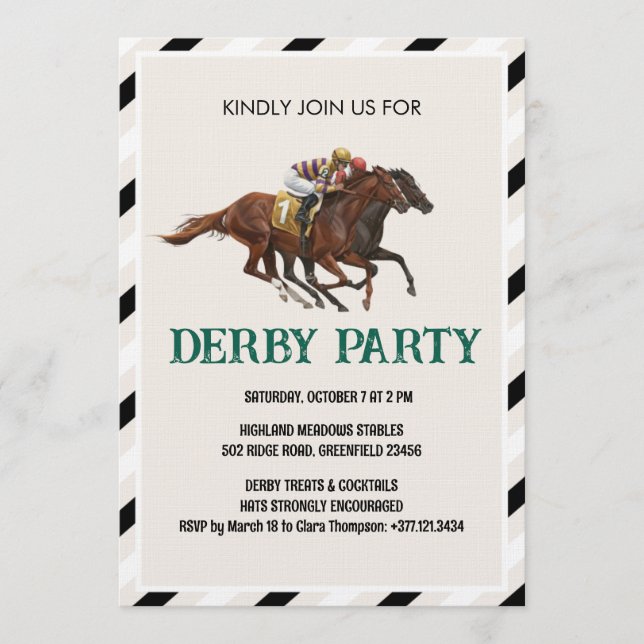 Vintage Horse Race Derby Party Invitation (Front)