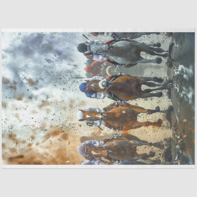 Vintage Horse Racing Decoupage Tissue Paper (Front)