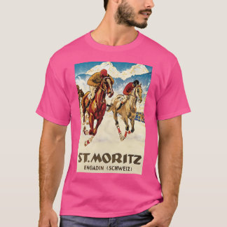 Vintage Horse Racing In The Snow Sport Ad T-Shirt