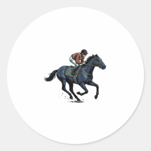 Vintage Horse Racing Jockey Vector Design_1 Classic Round Sticker