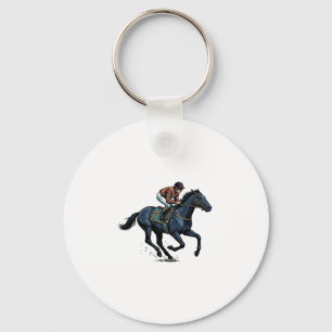 Vintage Horse Racing Jockey Vector Design_1 Key Ring
