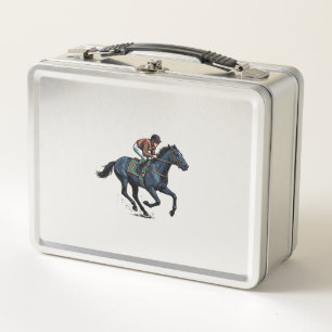 Vintage Horse Racing Jockey Vector Design_1 Metal Lunch Box