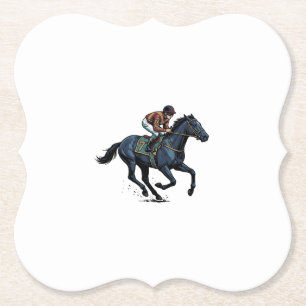 Vintage Horse Racing Jockey Vector Design_1 Paper Coaster