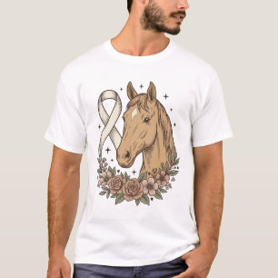 Vintage Horse Ribbon Floral Awareness Design T-Shirt