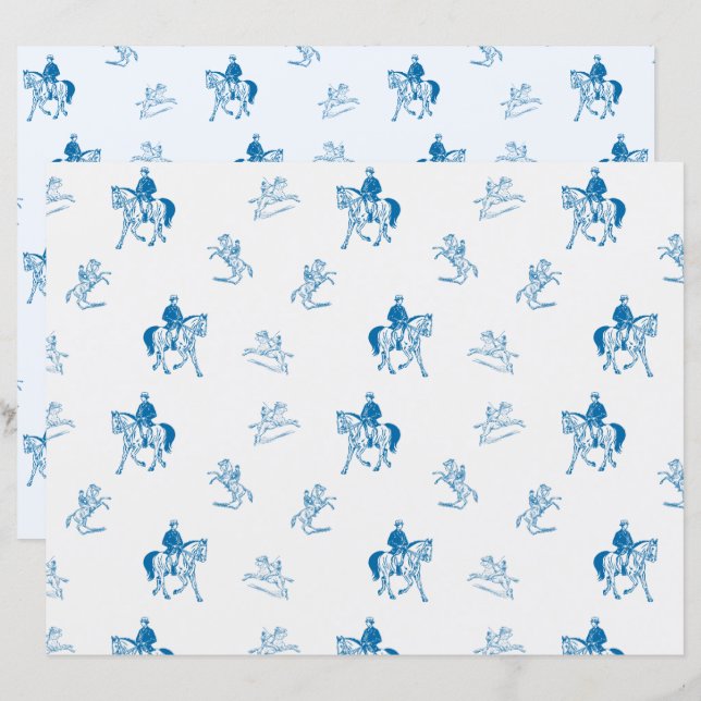 Vintage Horse Riding Equestrian Scrapbook Paper (Front/Back)