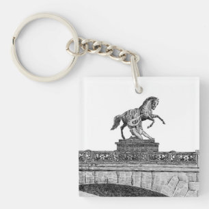 Vintage horse sculpture on Anichkov bridge Key Ring