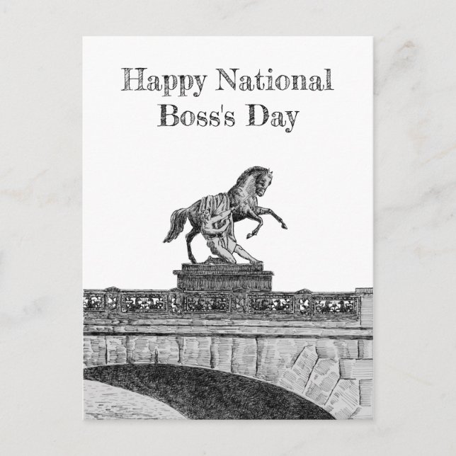 Vintage horse sculpture postcard (Front)