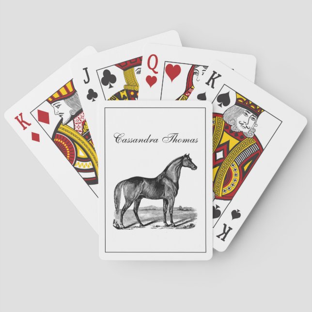  Vintage Horse Standing Drawing Playing Cards (Back)