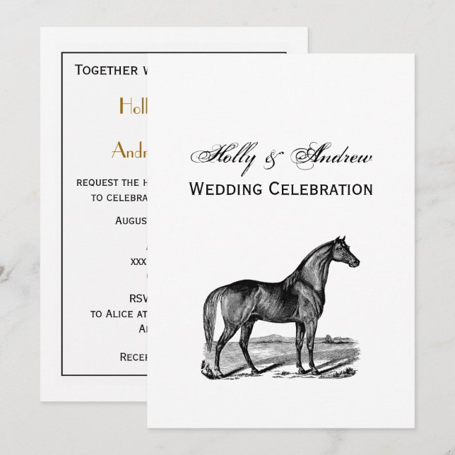 Vintage Horse Standing Invitation (Front/Back)