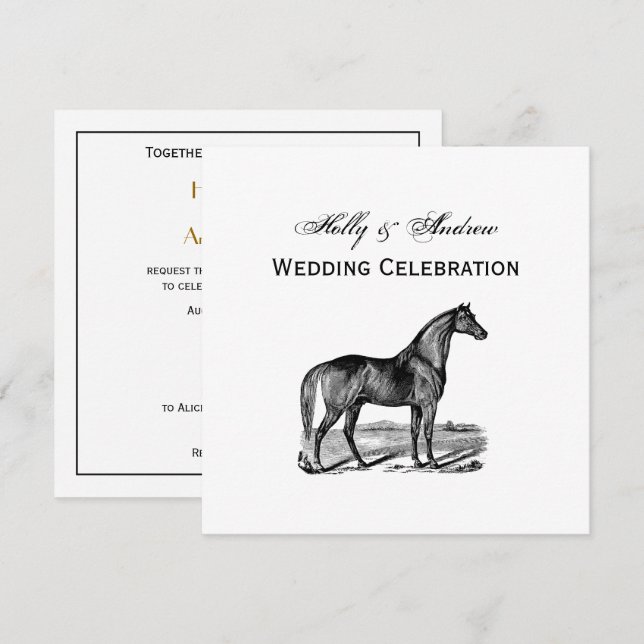Vintage Horse Standing Invitation (Front/Back)