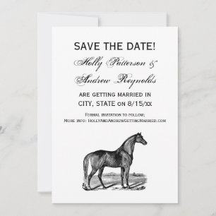 Vintage Horse Standing Save The Date