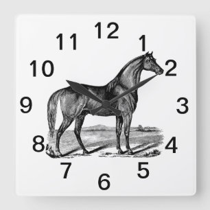Vintage Horse Standing Square Wall Clock
