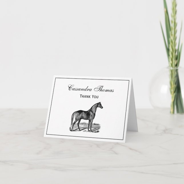 Vintage Horse Standing Thank You Card (Front)