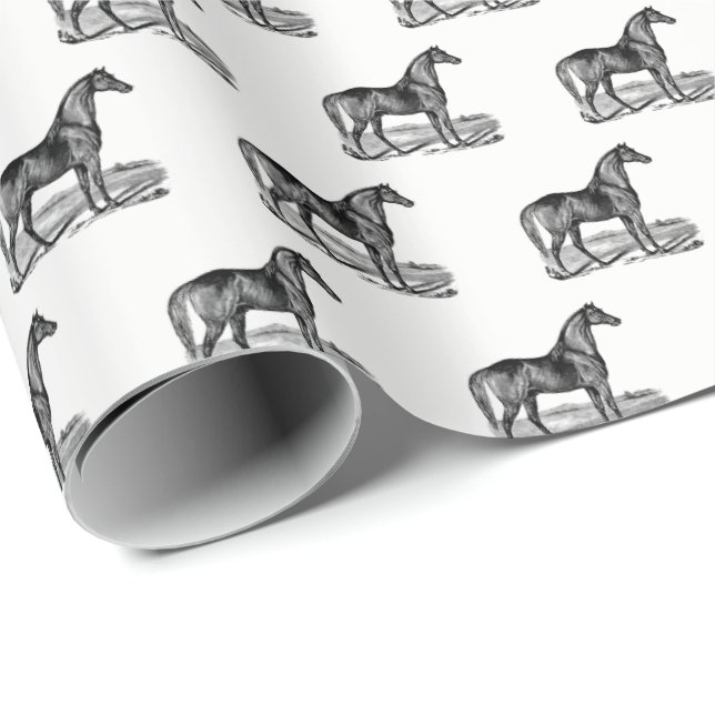 Vintage Horse Standing Wrapping Paper (Roll Corner)