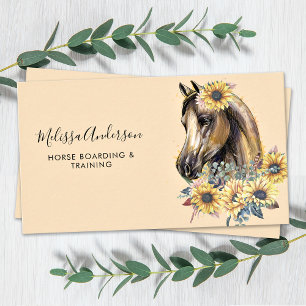 Vintage Horse Sunflowers Personalised Equestrian Business Card