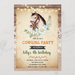 Vintage horse theme birthday invitation