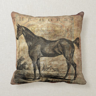 Vintage Horse Thoroughbred and Arabian Horses Cushion