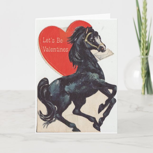 Vintage Horse Valentine Holiday Card (Front)