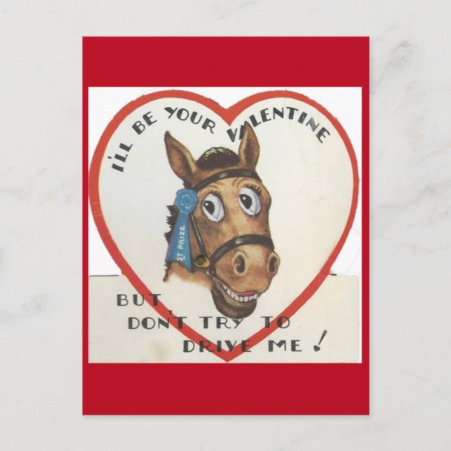 Vintage Horse Valentine Holiday Postcard (Front)
