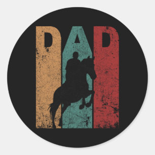 Vintage Horseback Riding Dad Silhouette Fathers Da Classic Round Sticker