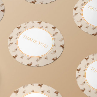 Vintage Horseback Riding Thank You Favour Classic Round Sticker