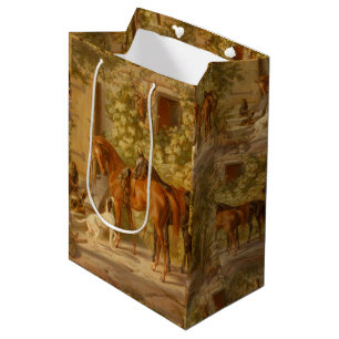 Vintage Horses at the Porch Albrecht Adam Medium Gift Bag