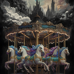 Vintage horses Carousel Decoupage paper.  Tissue Paper