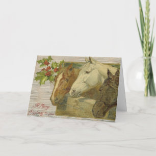Vintage Horses Merry Christmas Greeting Card