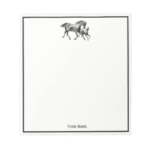 Vintage Horses Mother Baby Foal Notepad