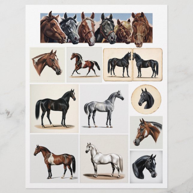 Vintage Horses Paintings Featuring Arabians (Front)