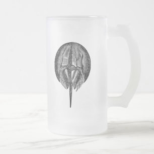 Vintage Horseshoe Crab King Crabs Template Frosted Glass Beer Mug
