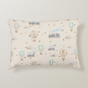 Vintage Hot Air Balloon and Train Nursery Wallpape Decorative Cushion