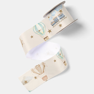 Vintage Hot Air Balloon and Train Nursery Wallpape Satin Ribbon