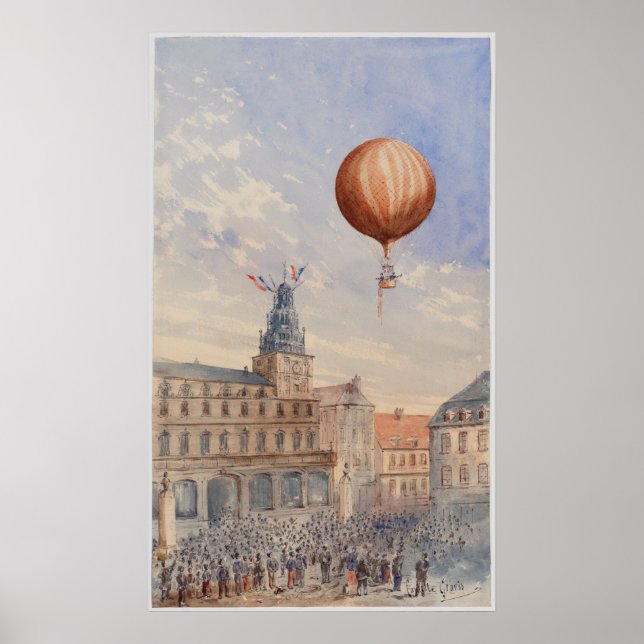 VINTAGE HOT AIR BALLOON ART POSTER (Front)