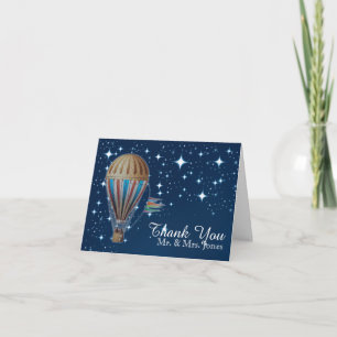 Vintage Hot air Balloon at Night Wedding Thank You