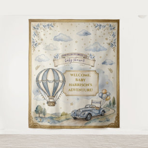 Vintage Hot Air Balloon  Baby Shower Backdrop Tapestry