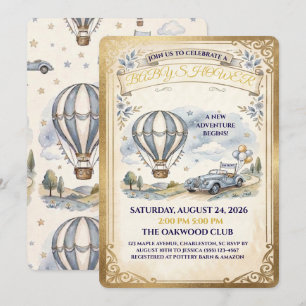 Vintage Hot Air Balloon Baby Shower Invitation